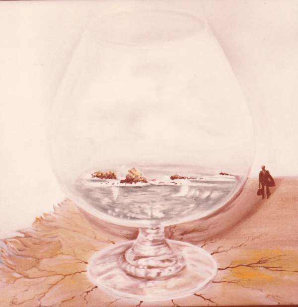 1981 Flucht Öl auf Leinwand 30x30